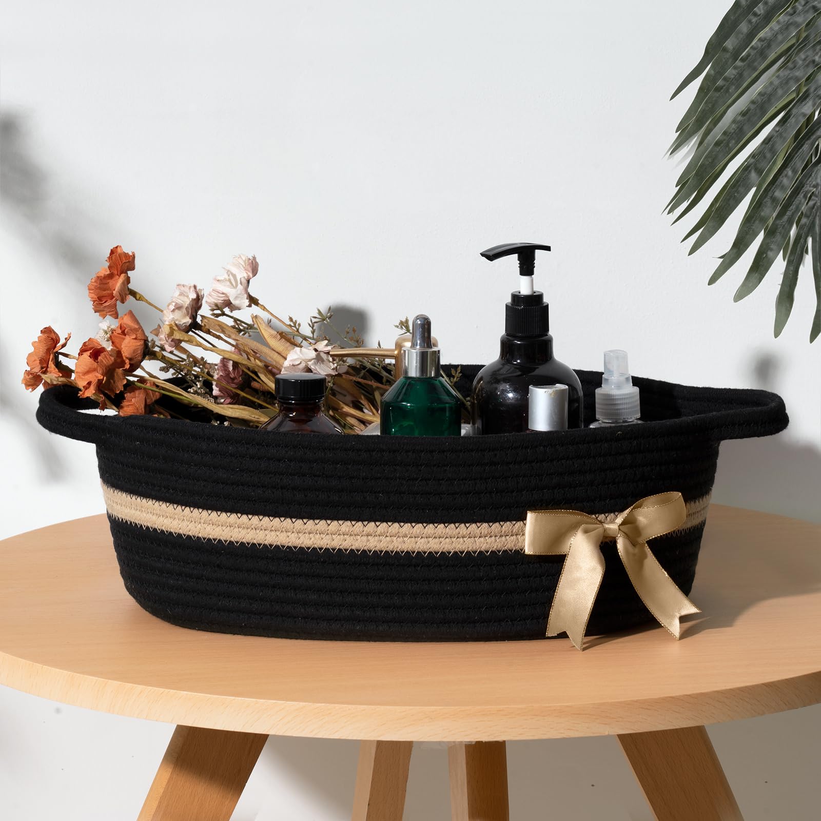CHICVITA nursery storage basket two handles keeps toys organized and portable.