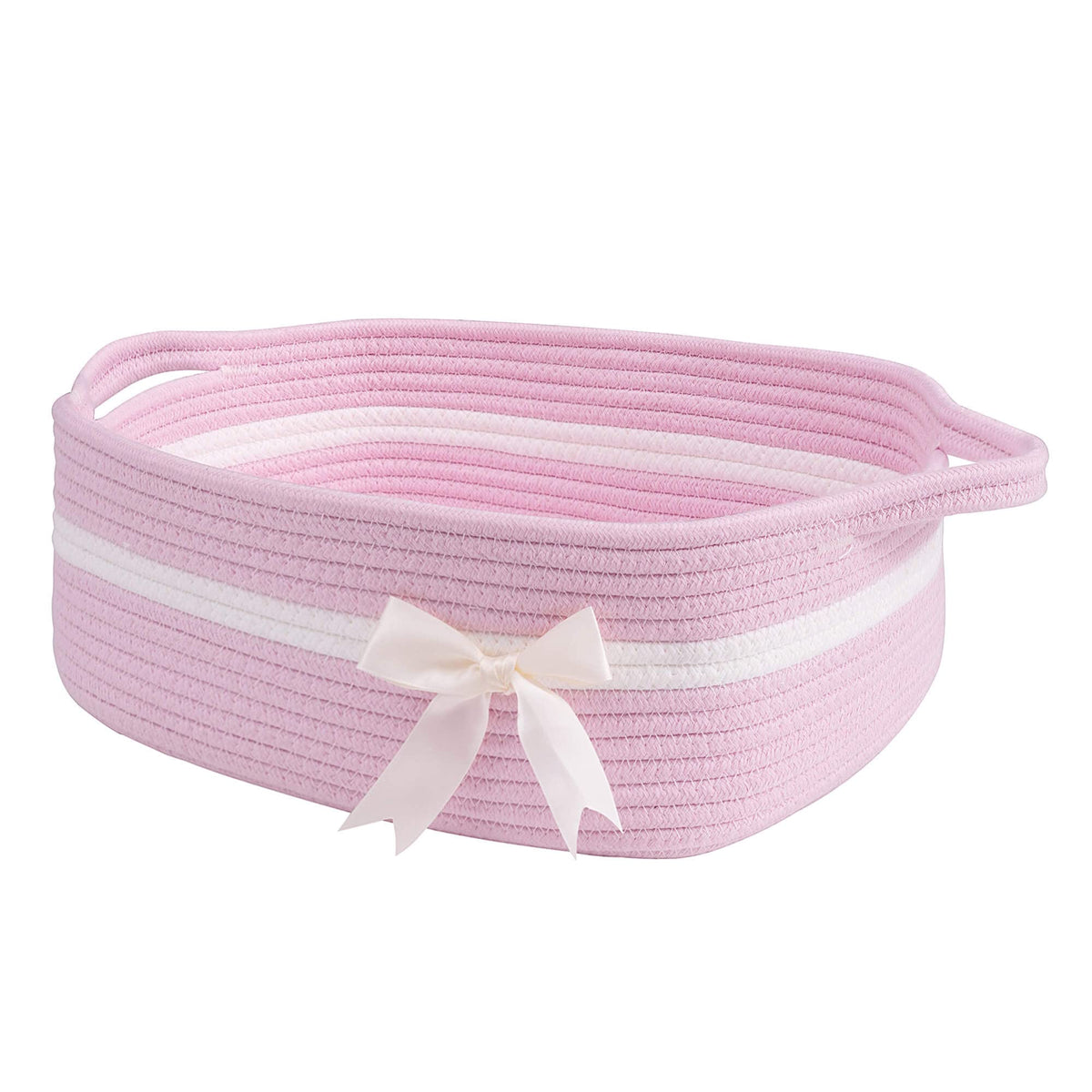 CHICVITA pink baby girl gift basket with white bow, ideal for nursery gifts.
