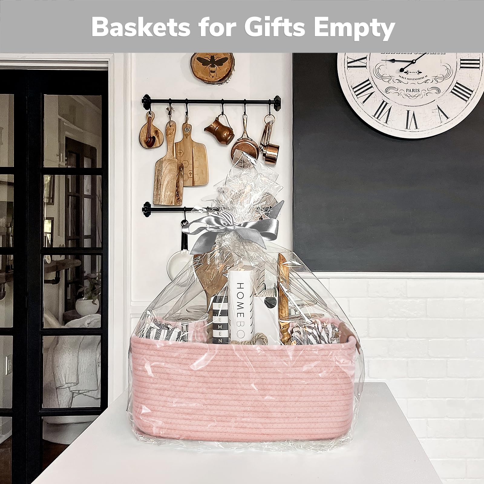 CHICVITA pink basket size 14.5 by 13 by 6 inches for towels and toys