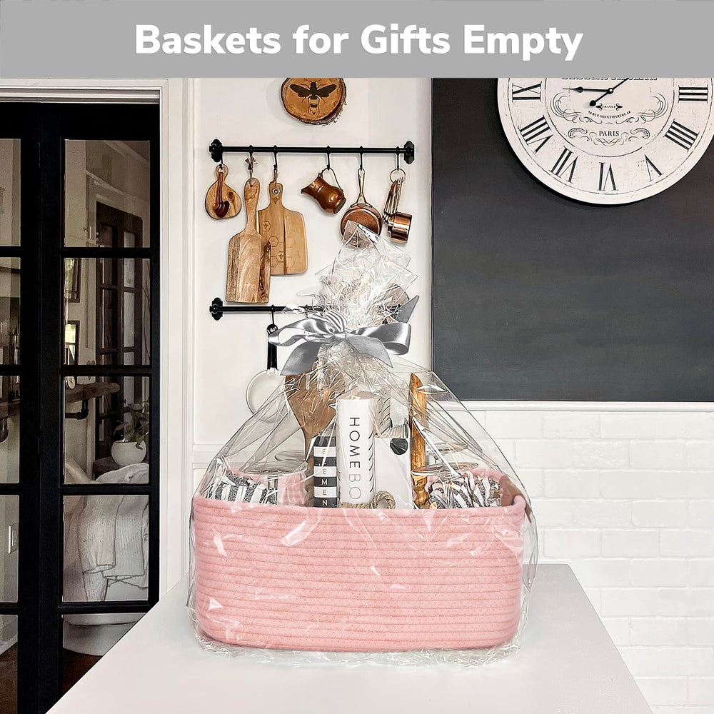 CHICVITA pink basket size 14.5 by 13 by 6 inches for towels and toys