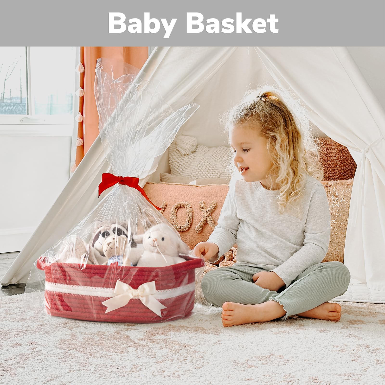 CHICVITA red rope basket for gift ideas and decor enhancement