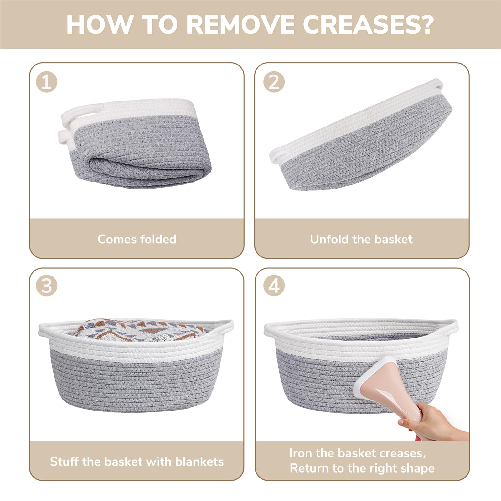 CHICVITA small basket multi-use-storage helps organize living spaces with style.