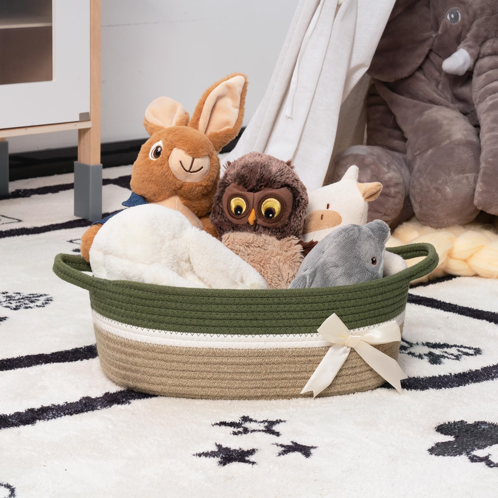 CHICVITA baby toys basket keeps play area tidy and accessible.