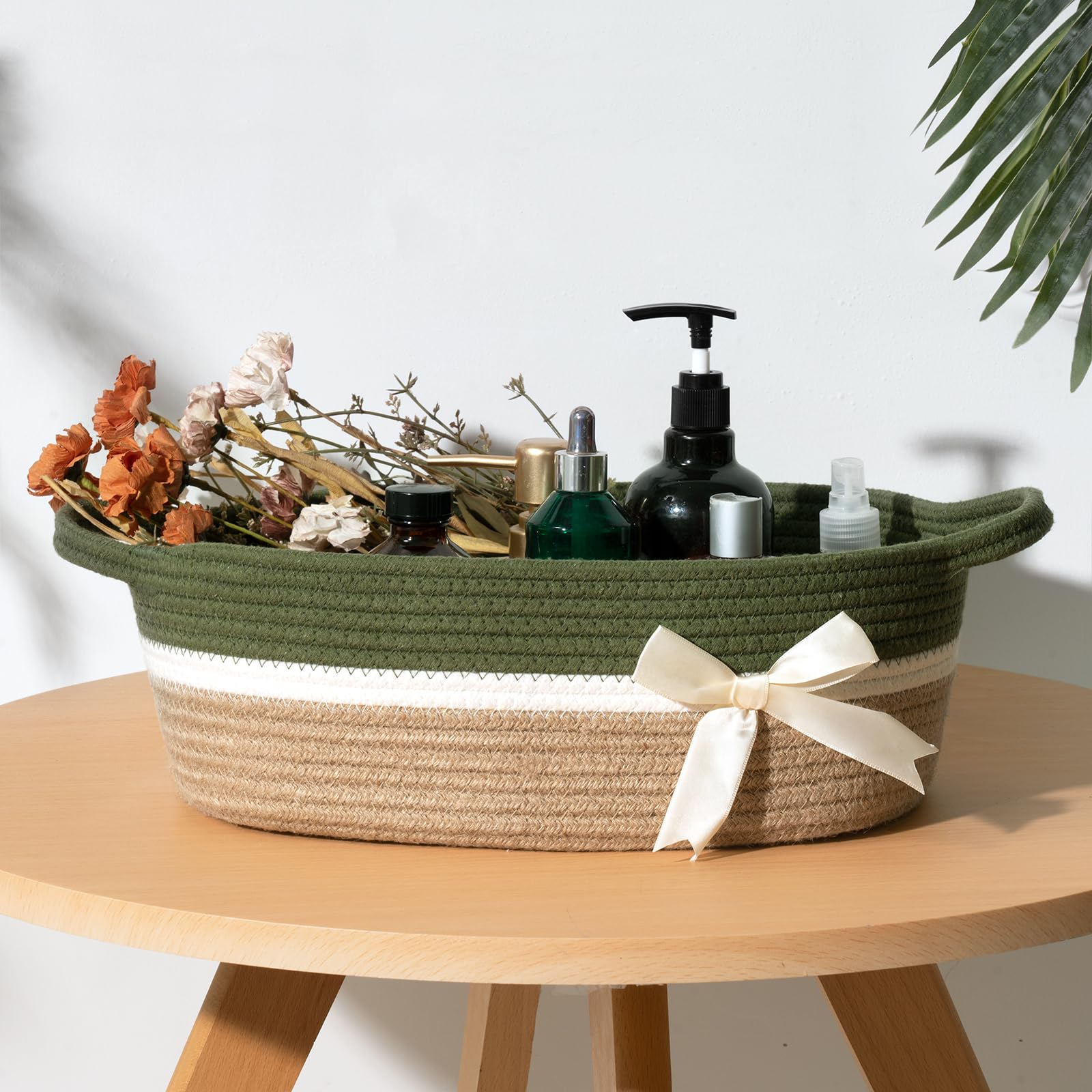 CHICVITA rope basket nursery stores toys safely for play.