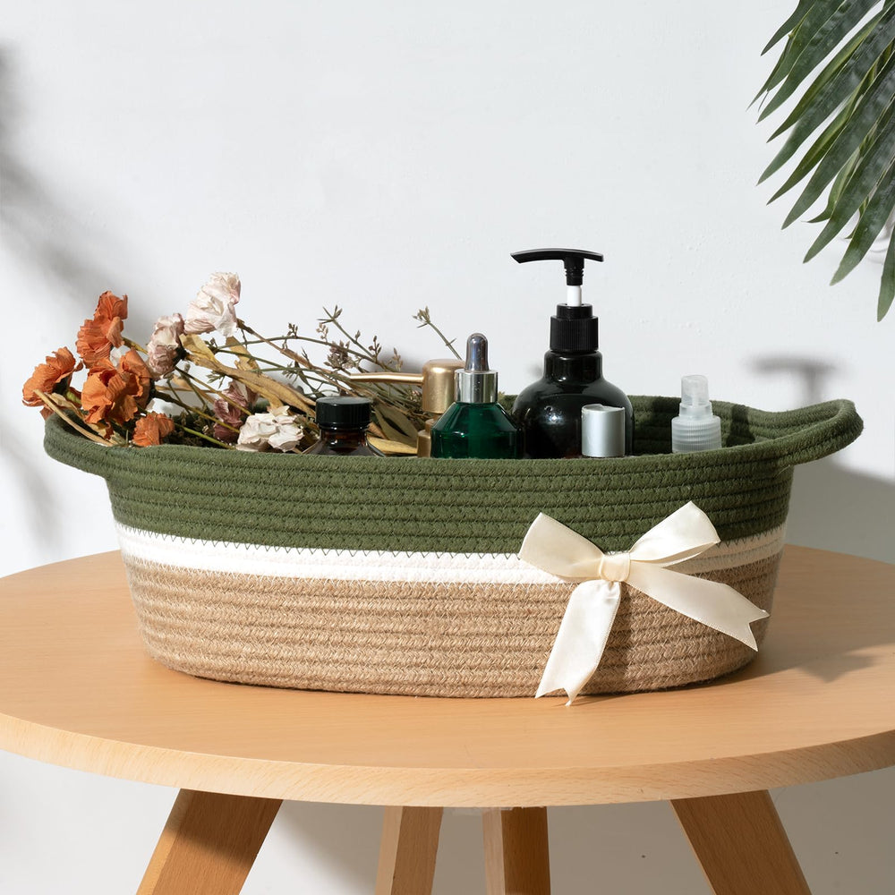 CHICVITA rope basket nursery stores toys safely for play.