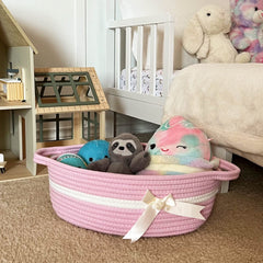 CHICVITA small woven rope basket with sturdy handles for nursery organization.
