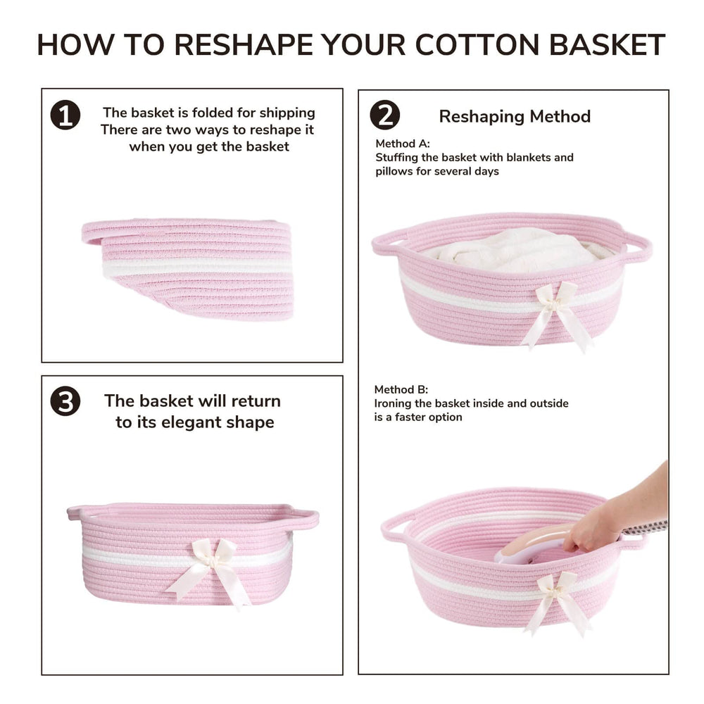 CHICVITA soft rope basket folds flat for storage when not in use.