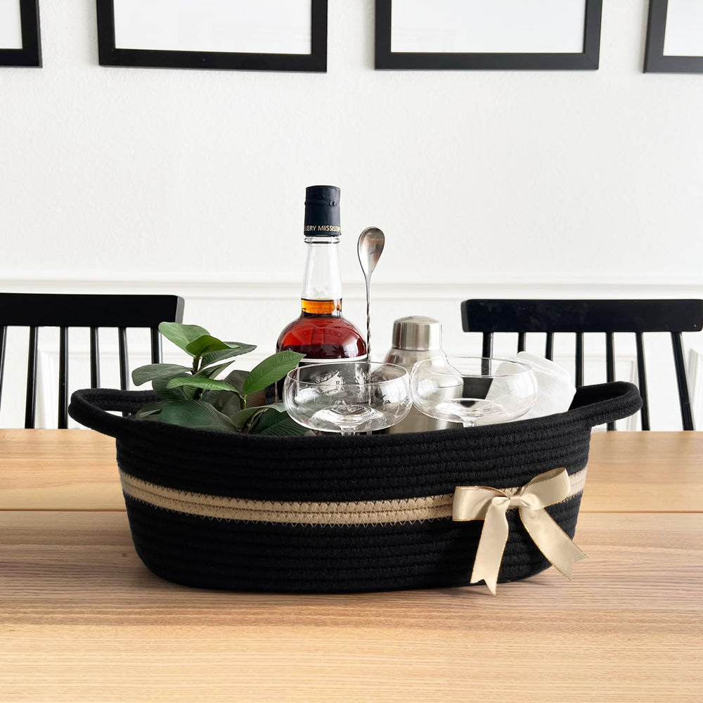 CHICVITA soft rope material basket gentle on hands while storing baby essentials.