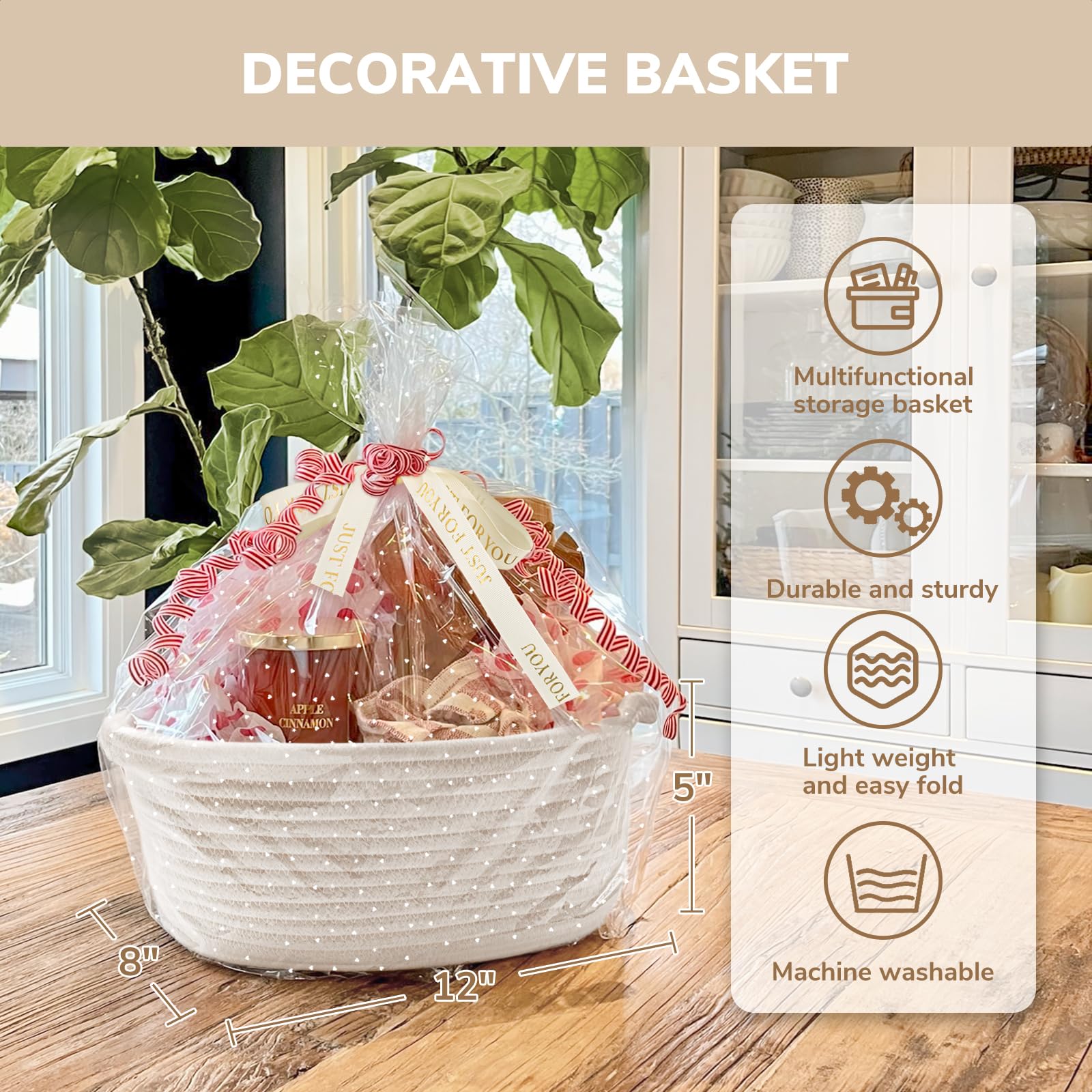 CHICVITA white basket machine washable for easy care.