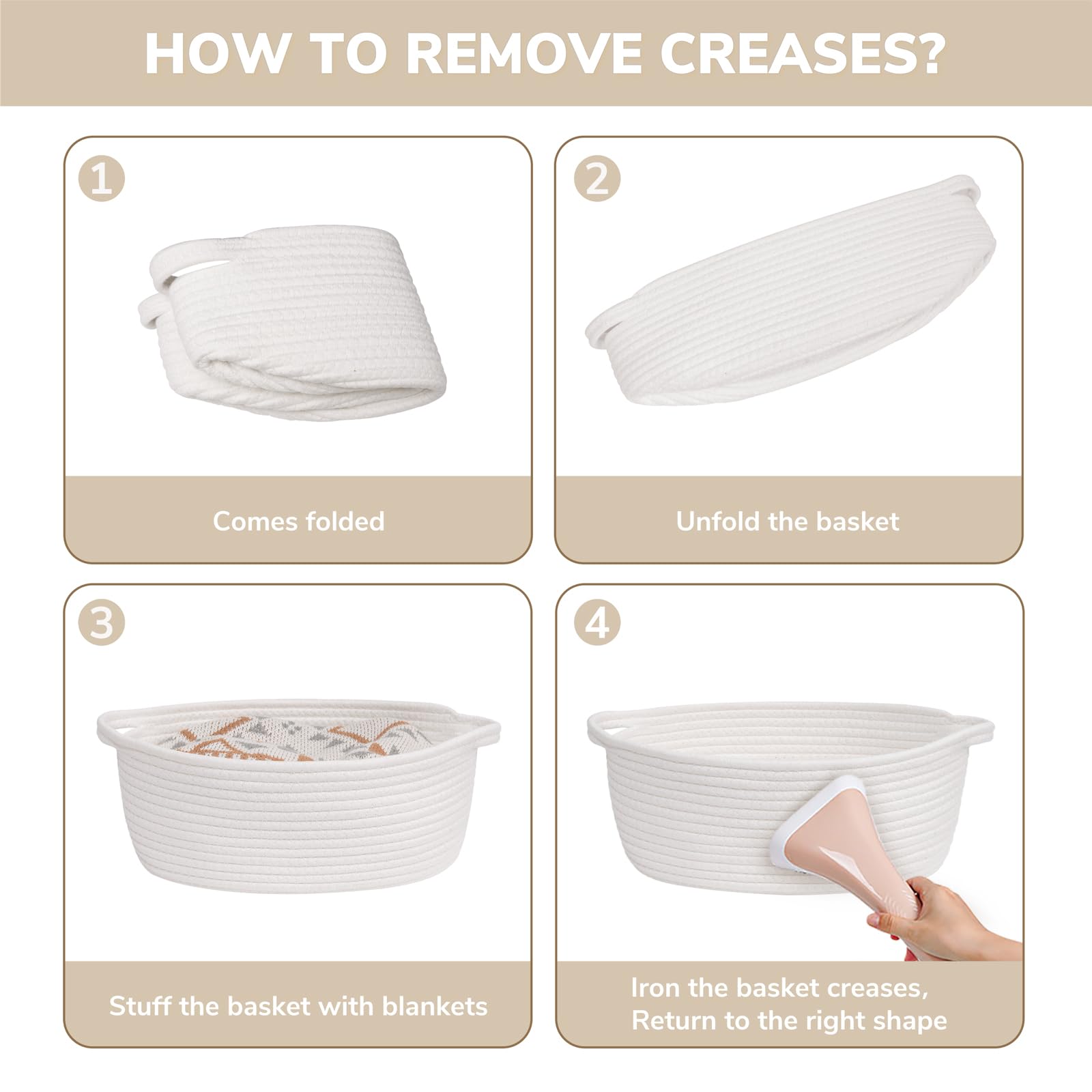 CHICVITA white basket sturdy cotton rope design.