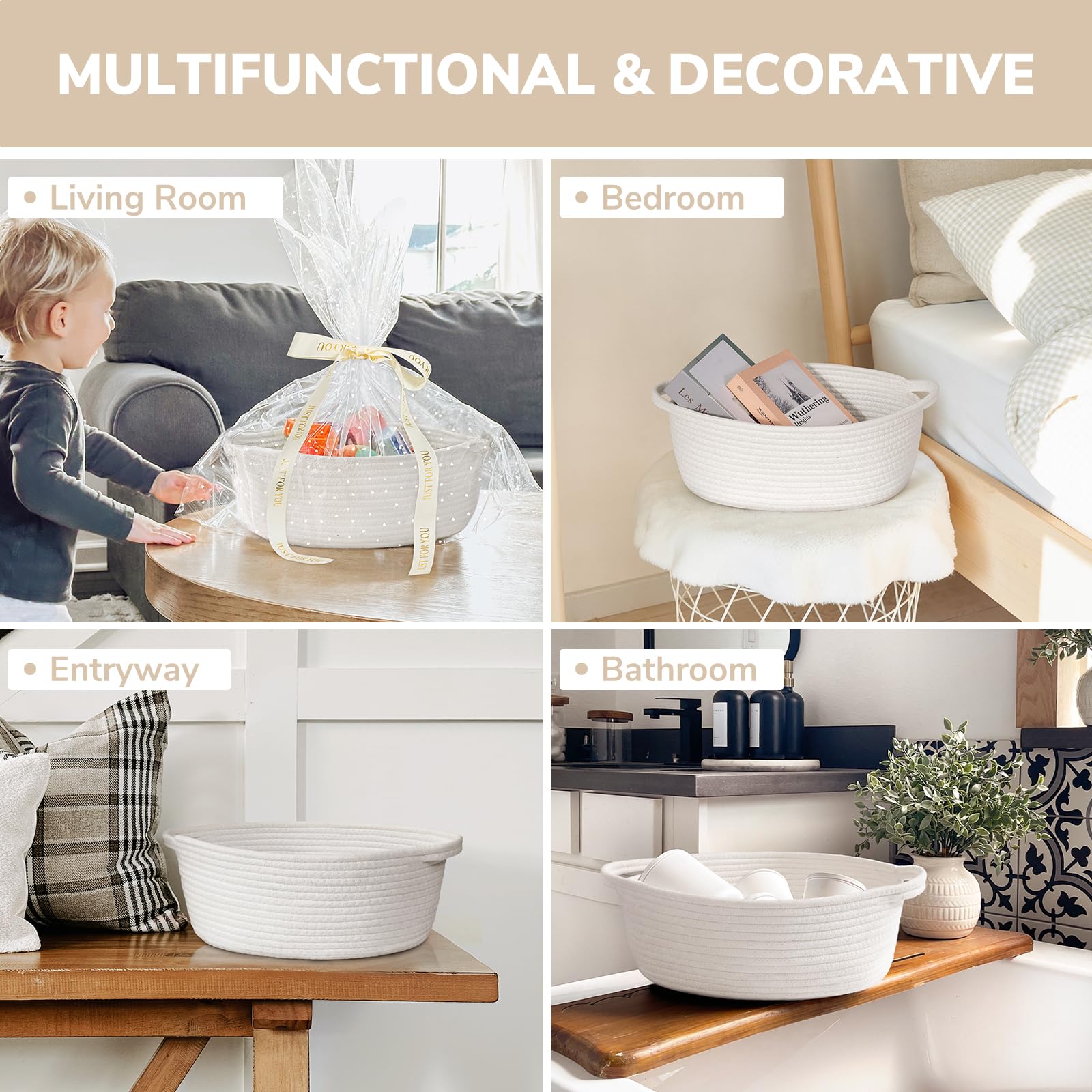 CHICVITA white basket for towels and baby clothes organization.