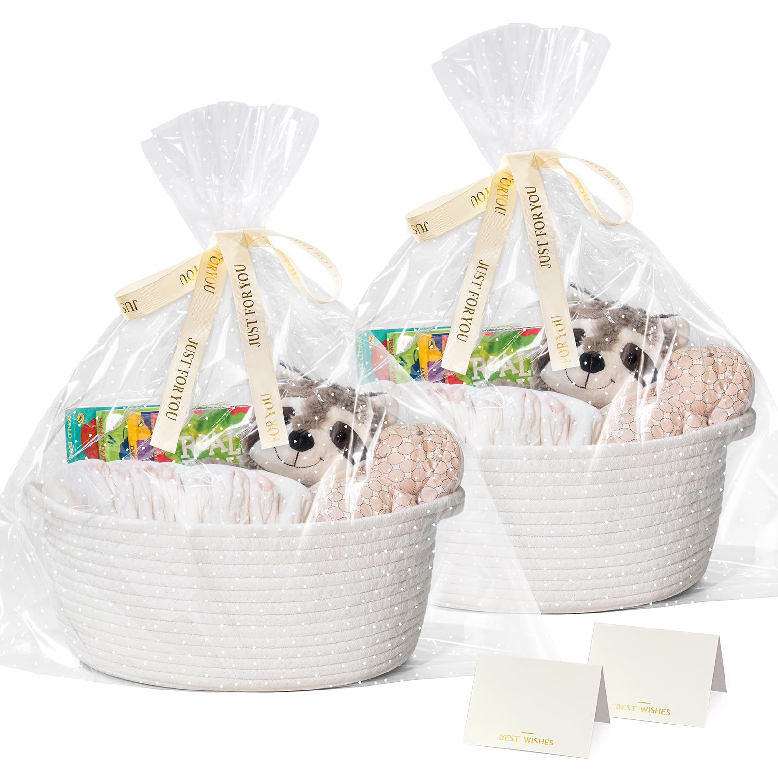 CHICVITA white basket two-pack, gift-ready, ideal for towels and nursery storage.