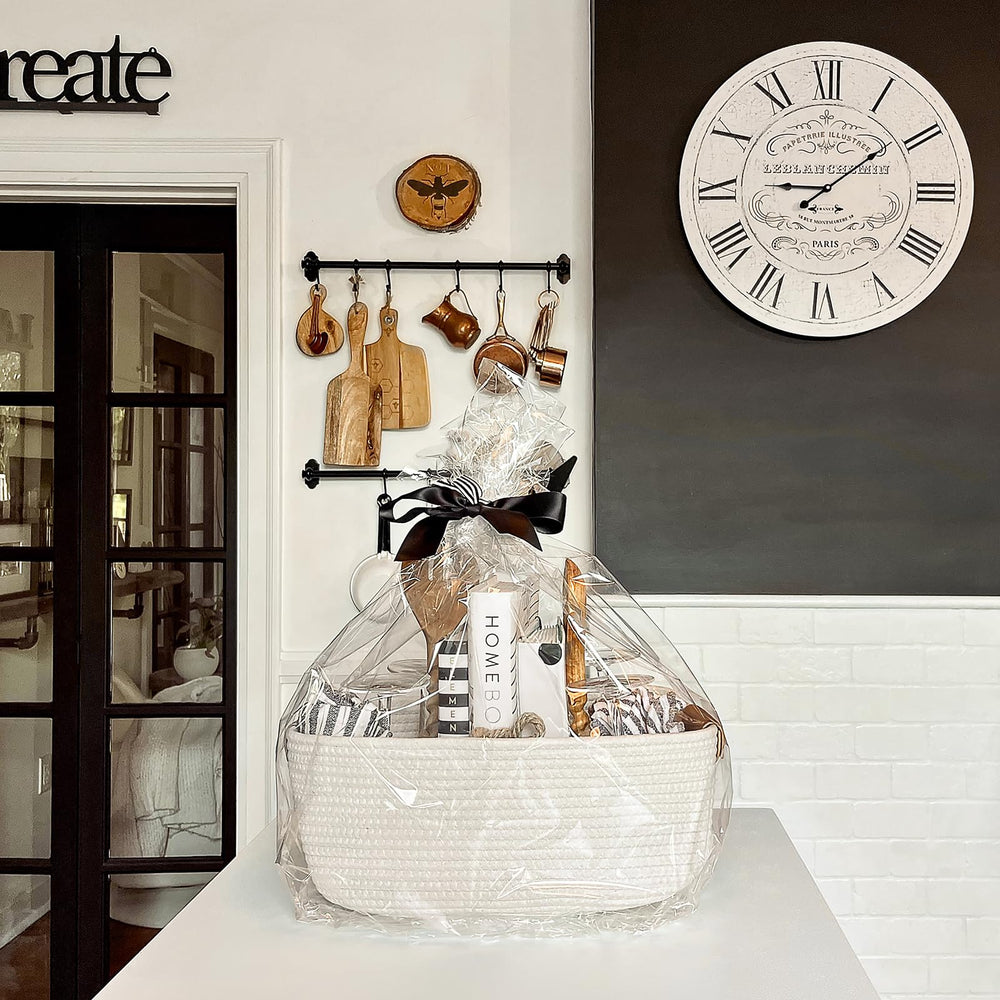 CHICVITA white woven basket, nursery storage for books and towels