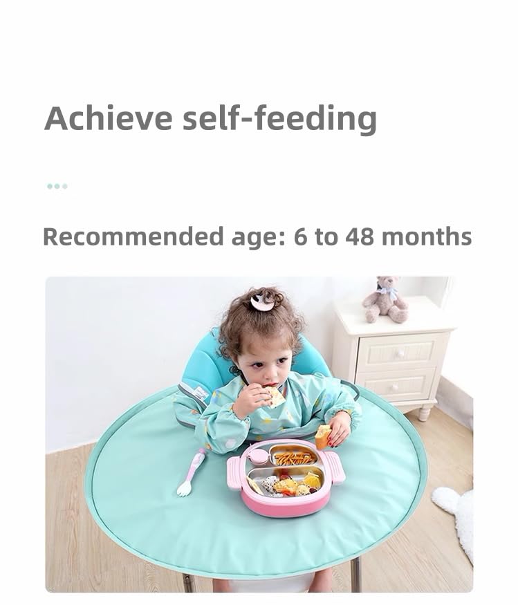 Baby bib Food Catcher Bib and Tray Set self-feeding tray helps little ones reach.