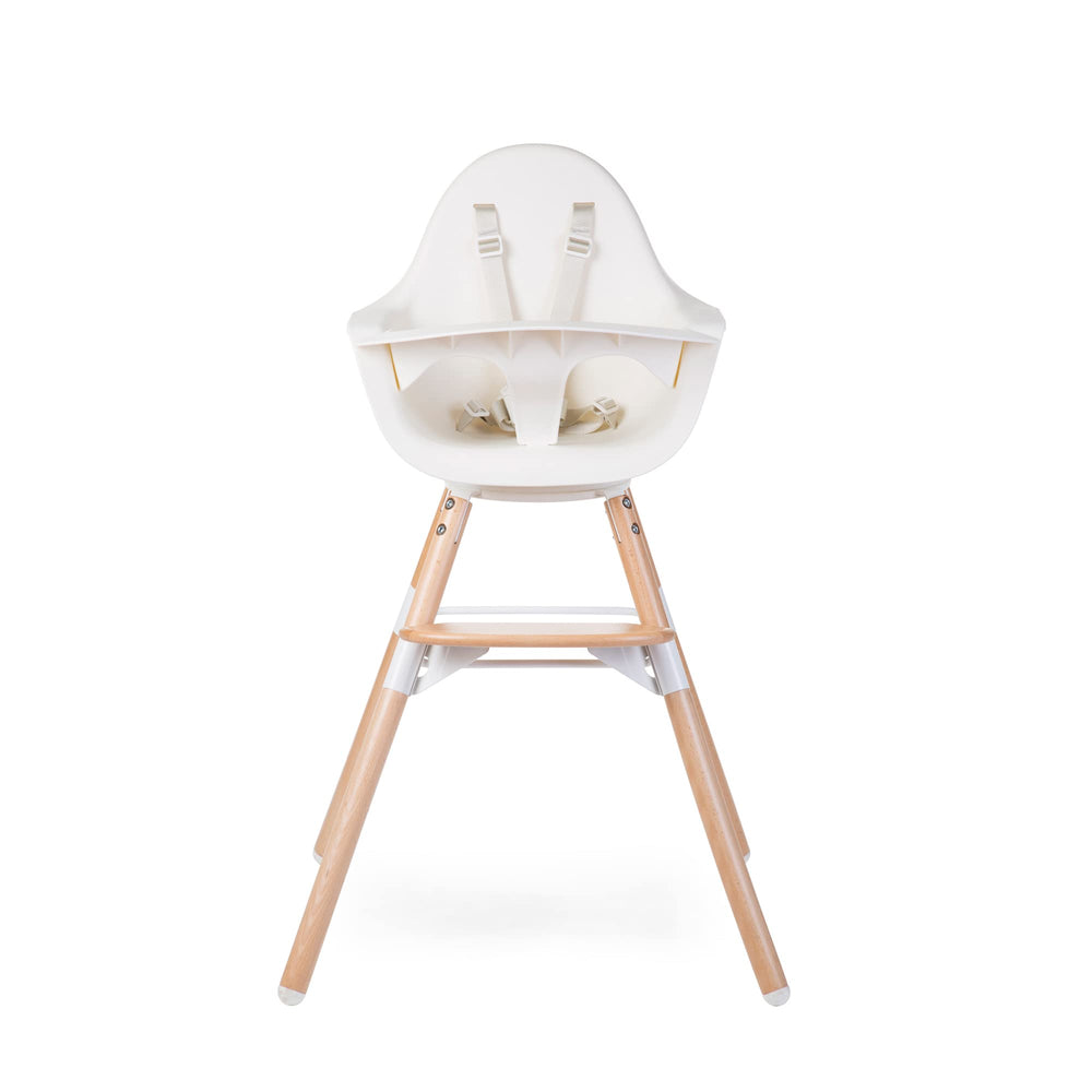 Childhome Evolu One 180° swivel in action for flexible feeding.