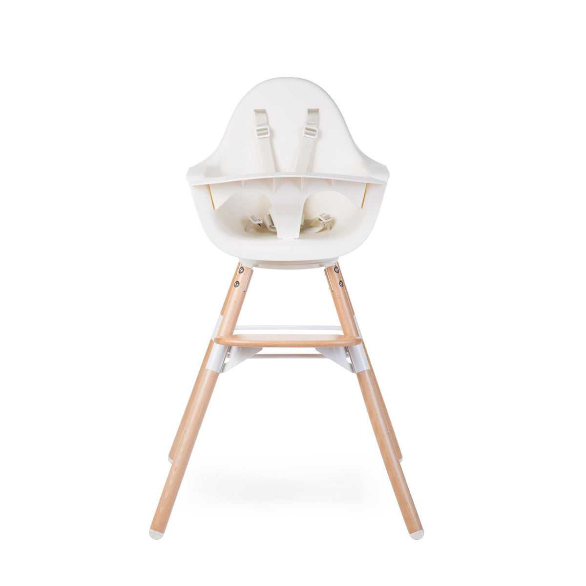 Childhome Evolu One 180° swivel in action for flexible feeding.