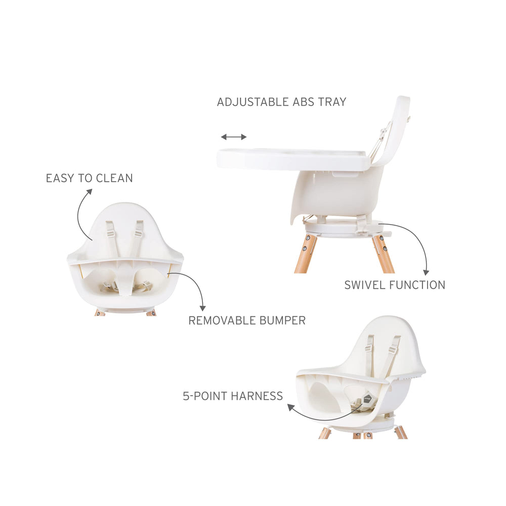 Childhome Evolu One beech wood legs provide sturdy modern support.