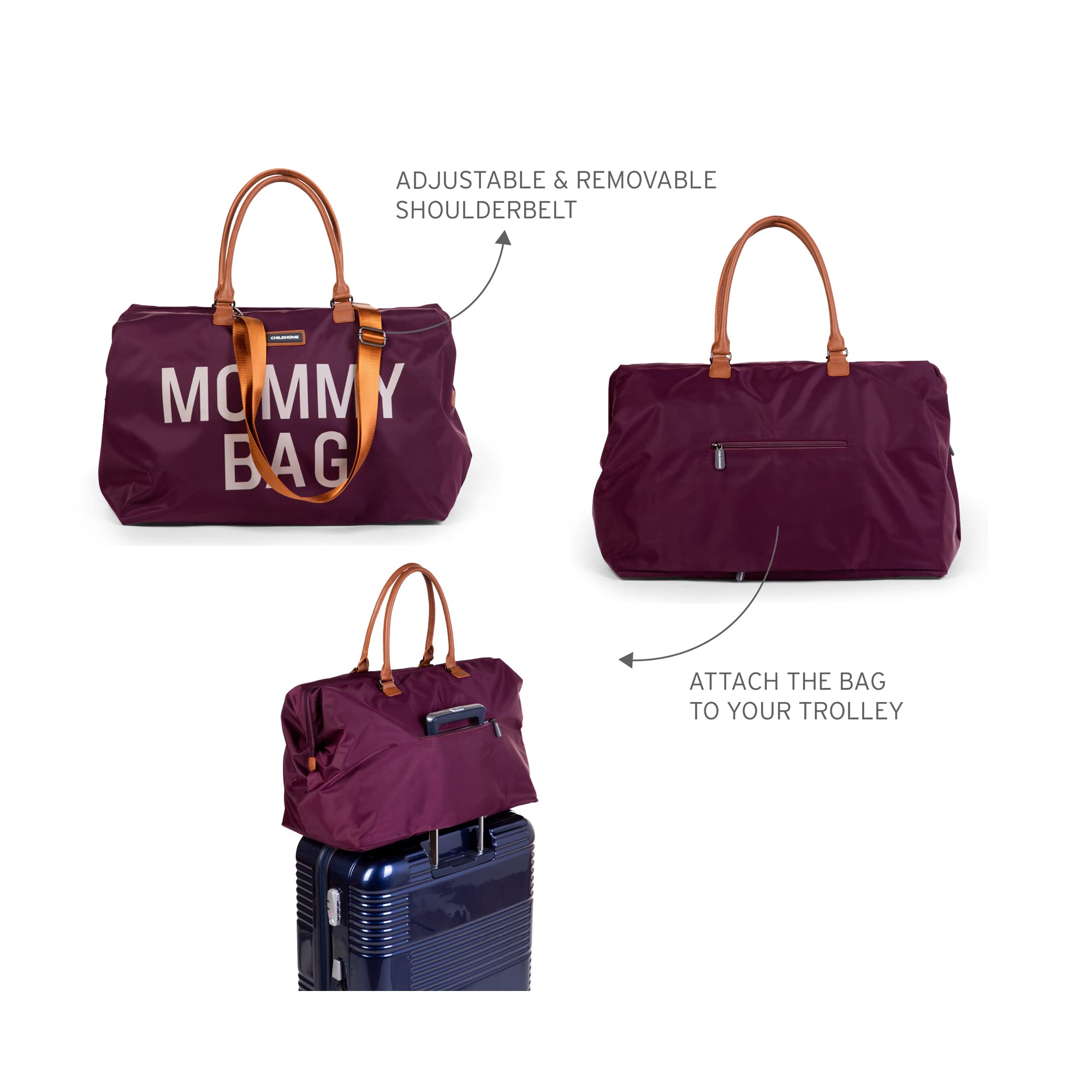 Childhome Mommy Bag features multiple compartments for organized packing.