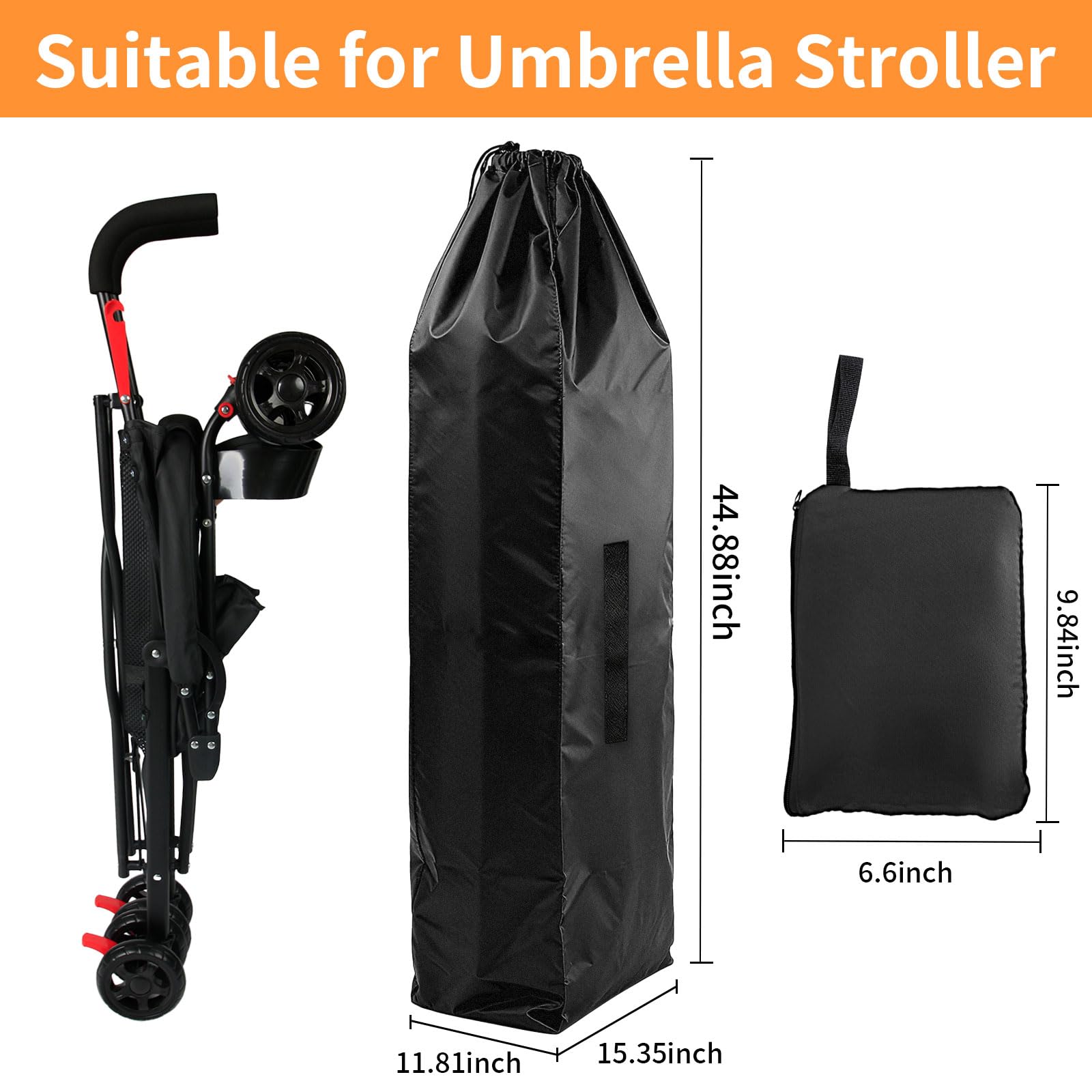 Childhood large-size bag demonstrates fit for most strollers.