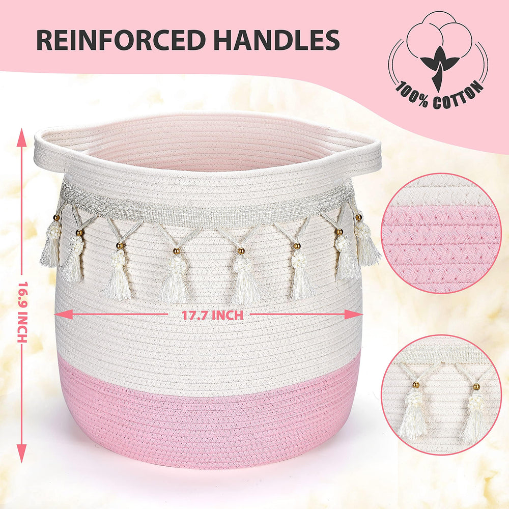 childishness ndup cotton rope basket laundry hamper with soft cotton rope