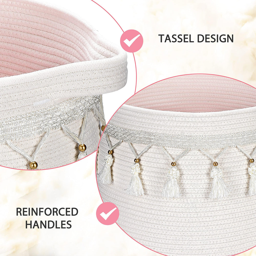 childishness ndup round hamper with reinforced handles for heavy loads