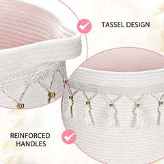 childishness ndup round hamper with reinforced handles for heavy loads