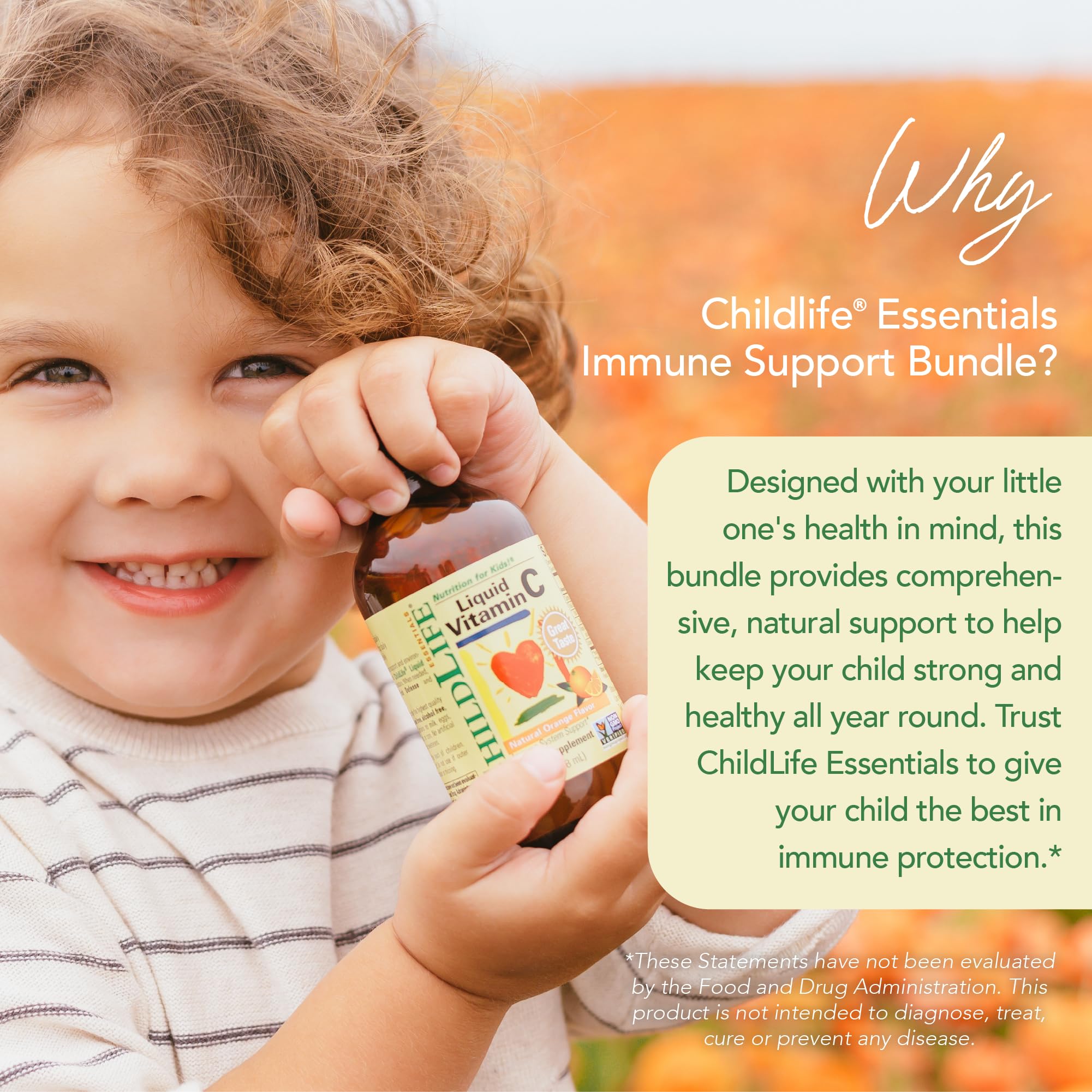CHILDLIFE ESSENTIALS First Defense bottle with elderberry supports natural defenses.