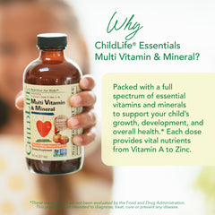 CHILDLIFE ESSENTIALS dosing spoon demonstrates infant to child dosage guidance.