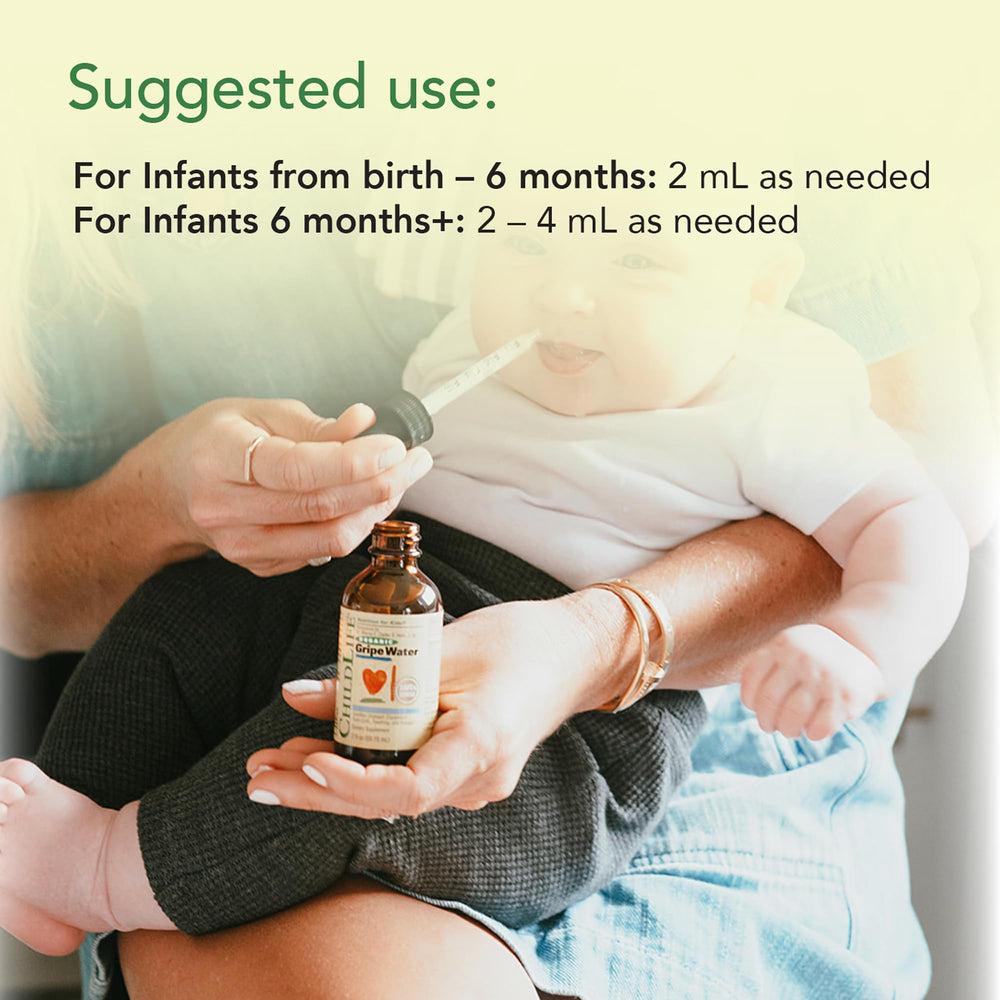 Teething-comfort moment with ChildLife Essentials Organic Gripe Water