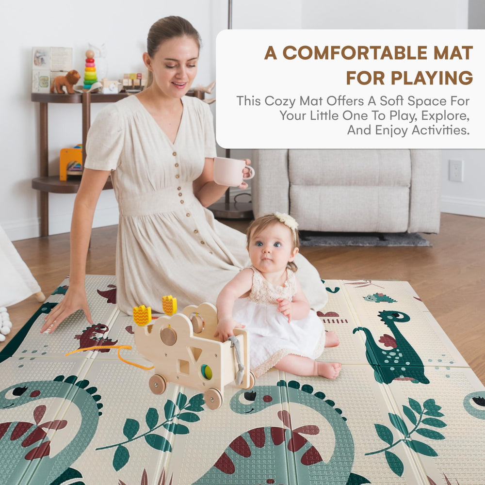 CHILDLIKE BEHAVIOR baby play mat with green dinos supports crawling on a soft, waterproof surface