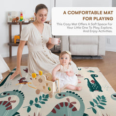 CHILDLIKE BEHAVIOR baby play mat with green dinos supports crawling on a soft, waterproof surface