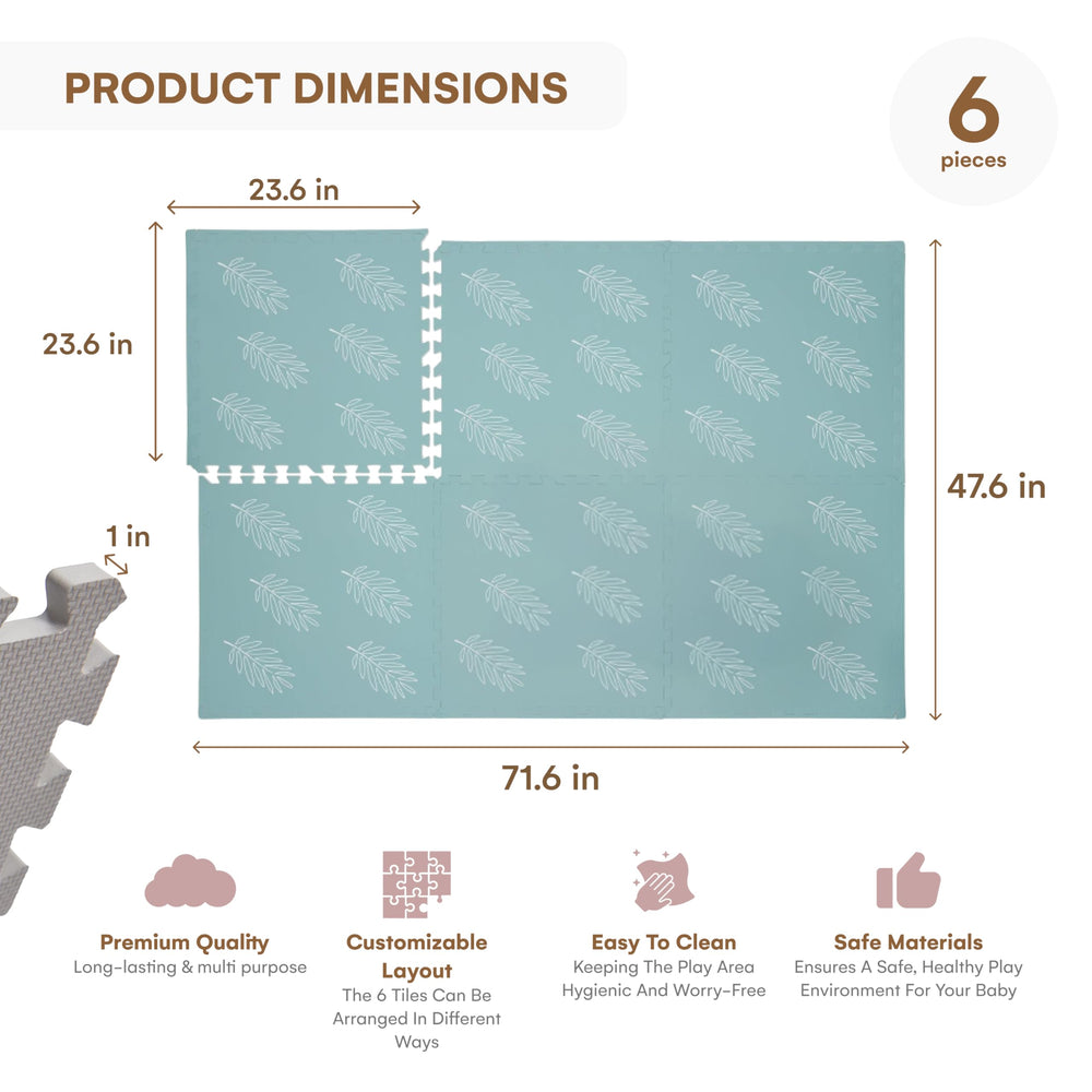 Childlike Behavior Leaves 72x48 inch mat provides ample floor space.