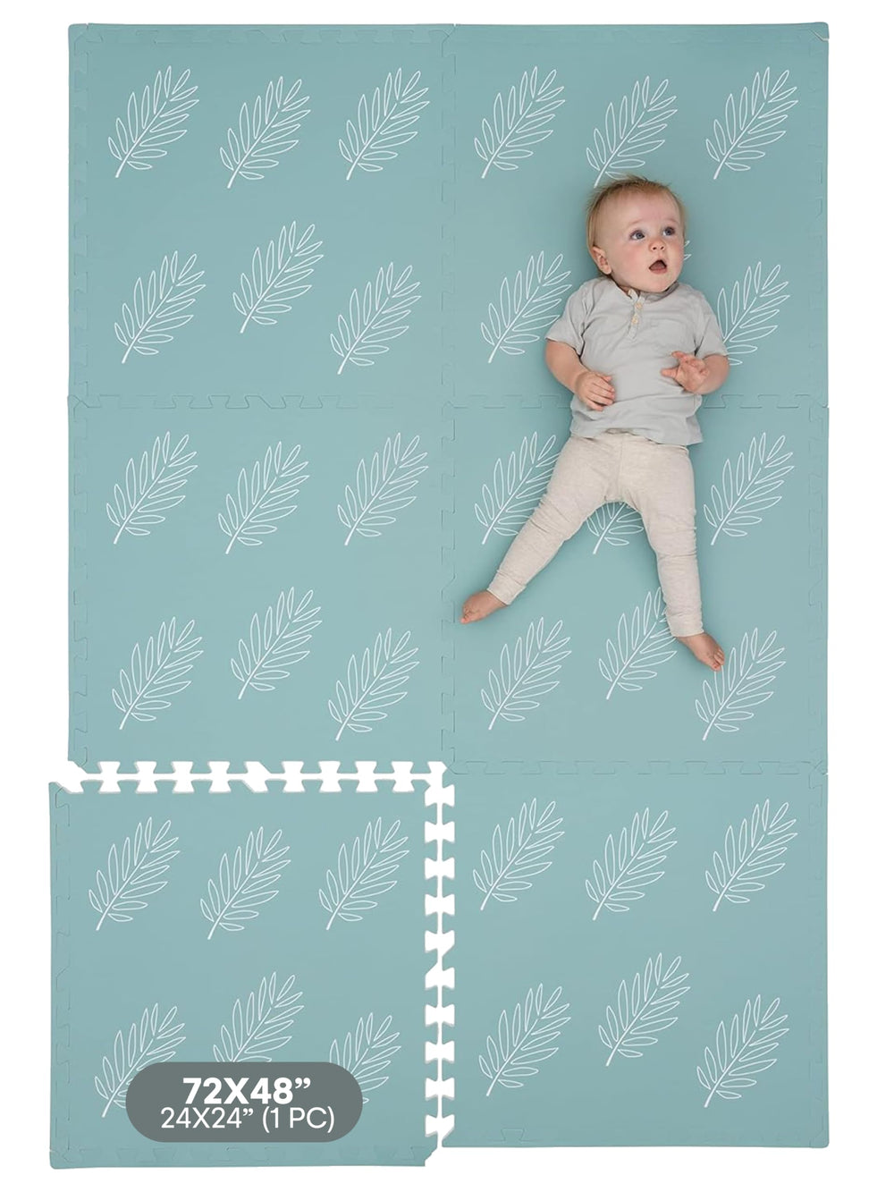 Childlike Behavior Leaves soft-surface play mat for comfy tummy time.