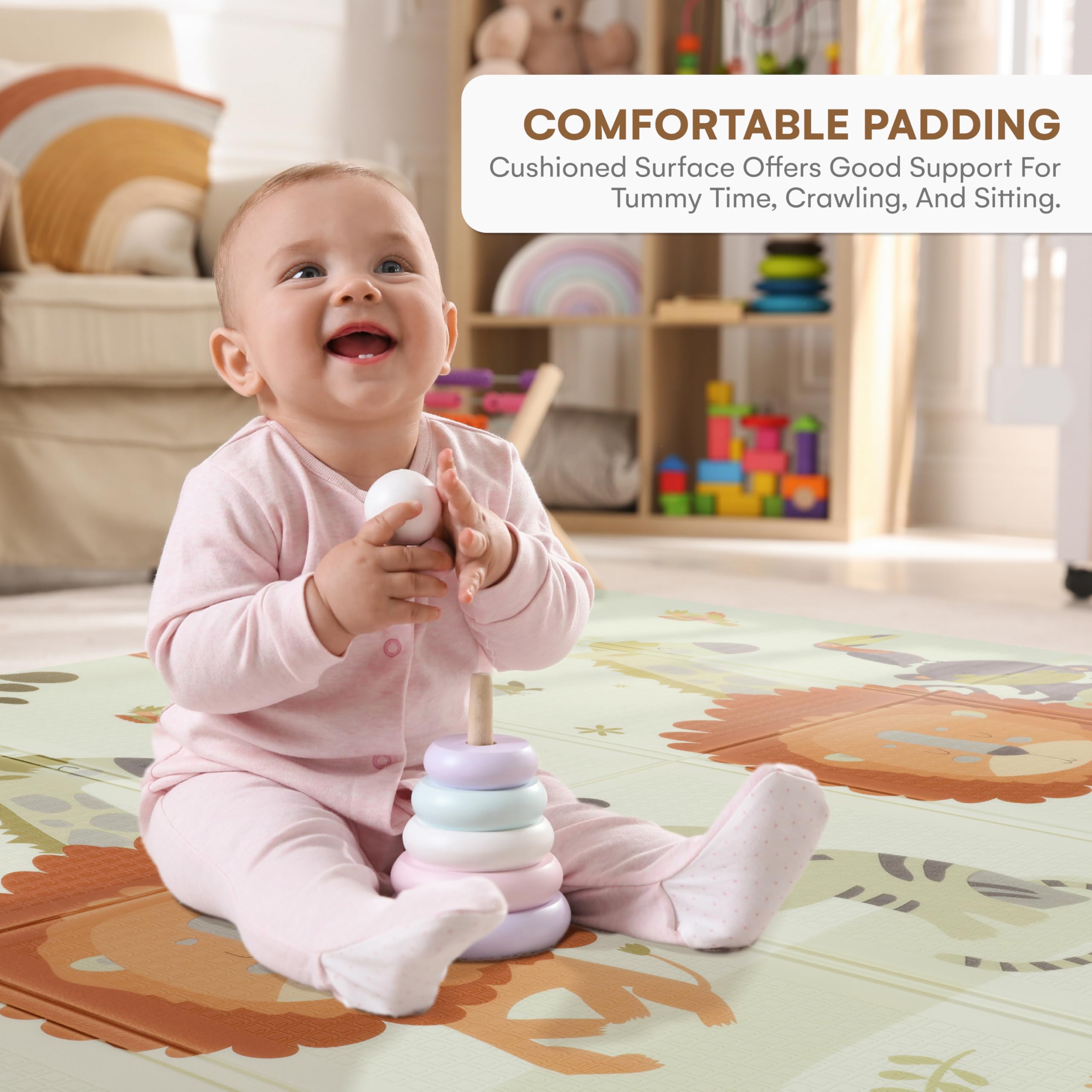 CHILDLIKE BEHAVIOR baby play mat waterproof surface cleans with a damp cloth