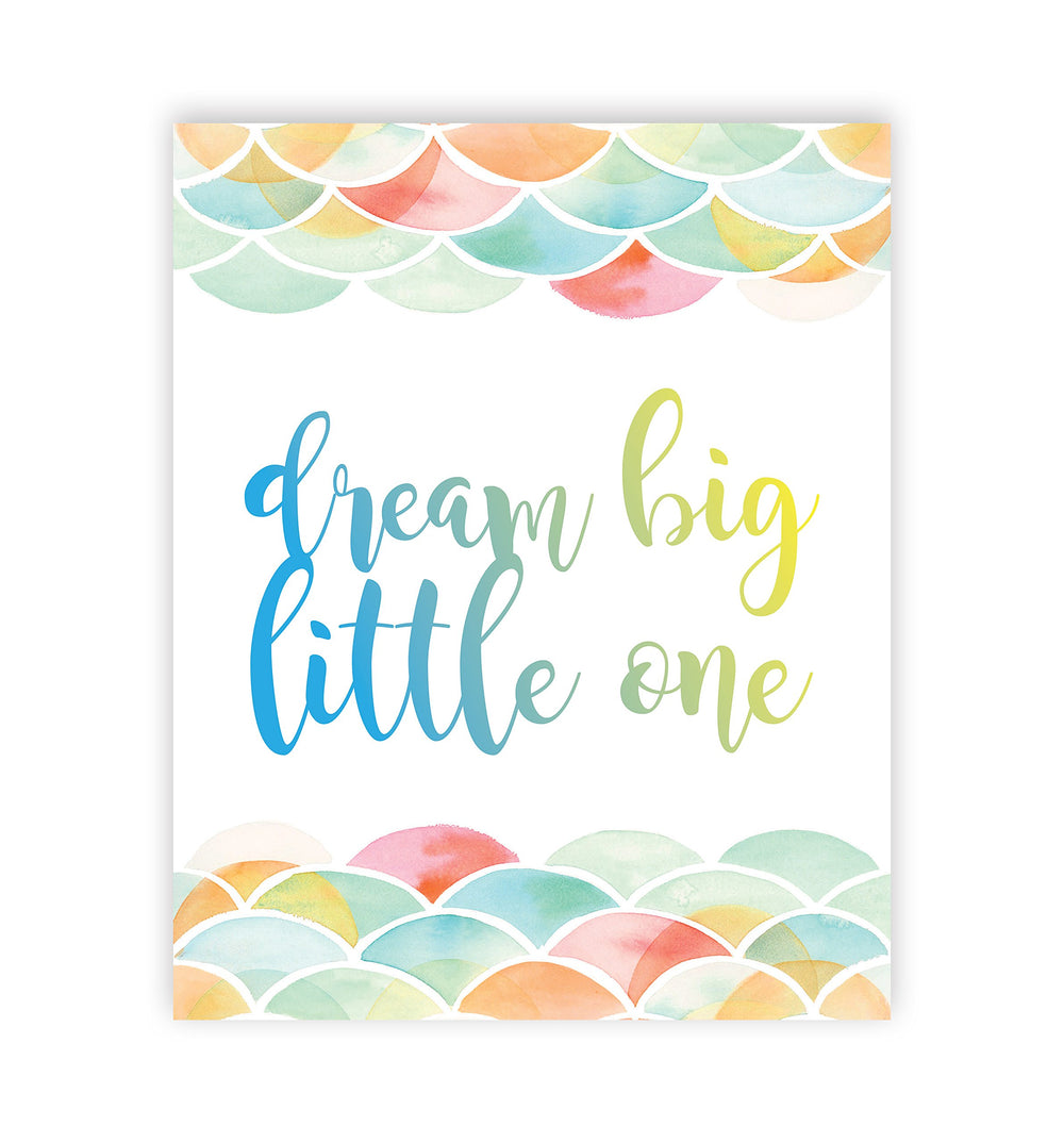 Children Inspire Design Dream Big Little One mermaid pattern nursery wall art