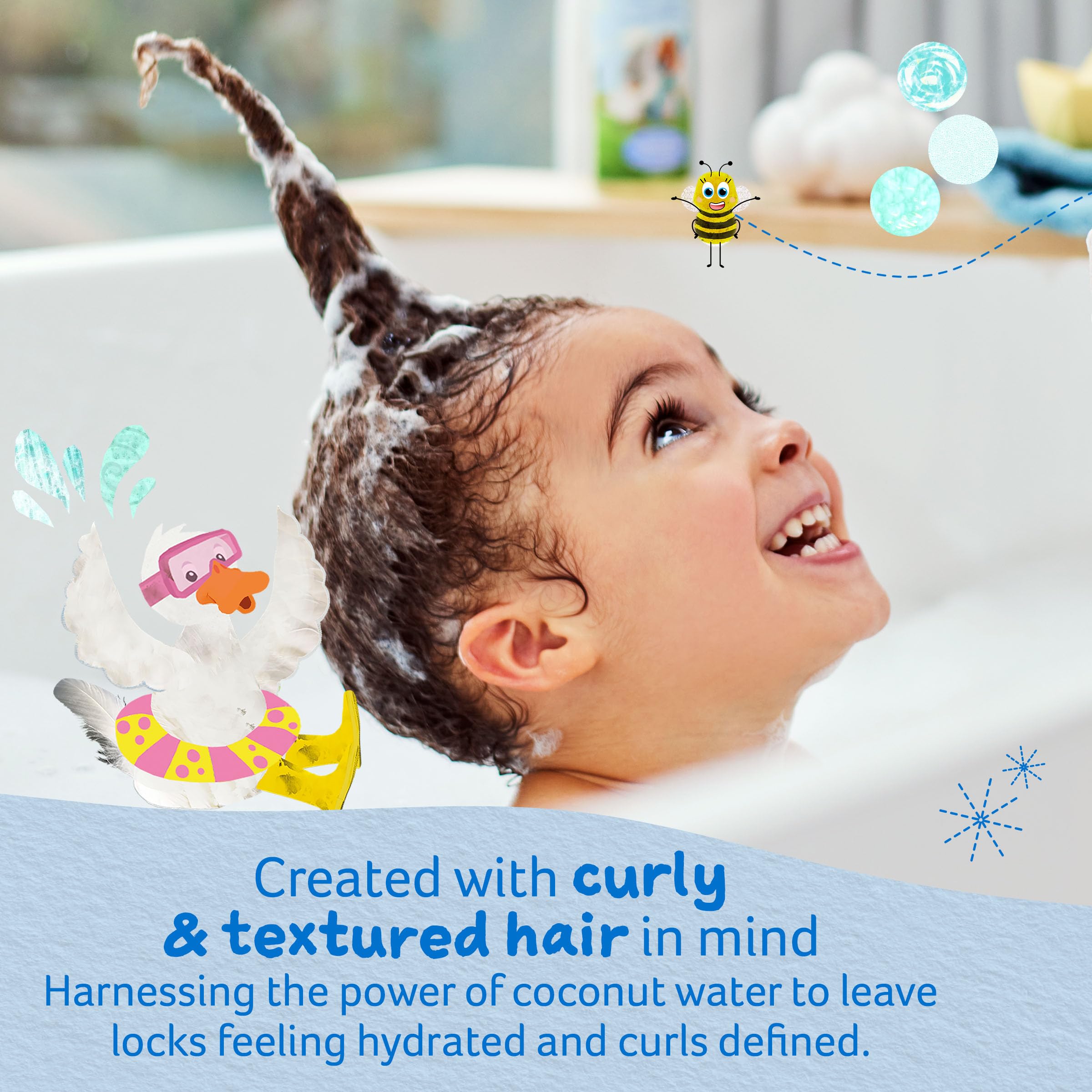 Coconut oil feature in Coco-Nourish Shampoo highlights nourishing moisture for curls