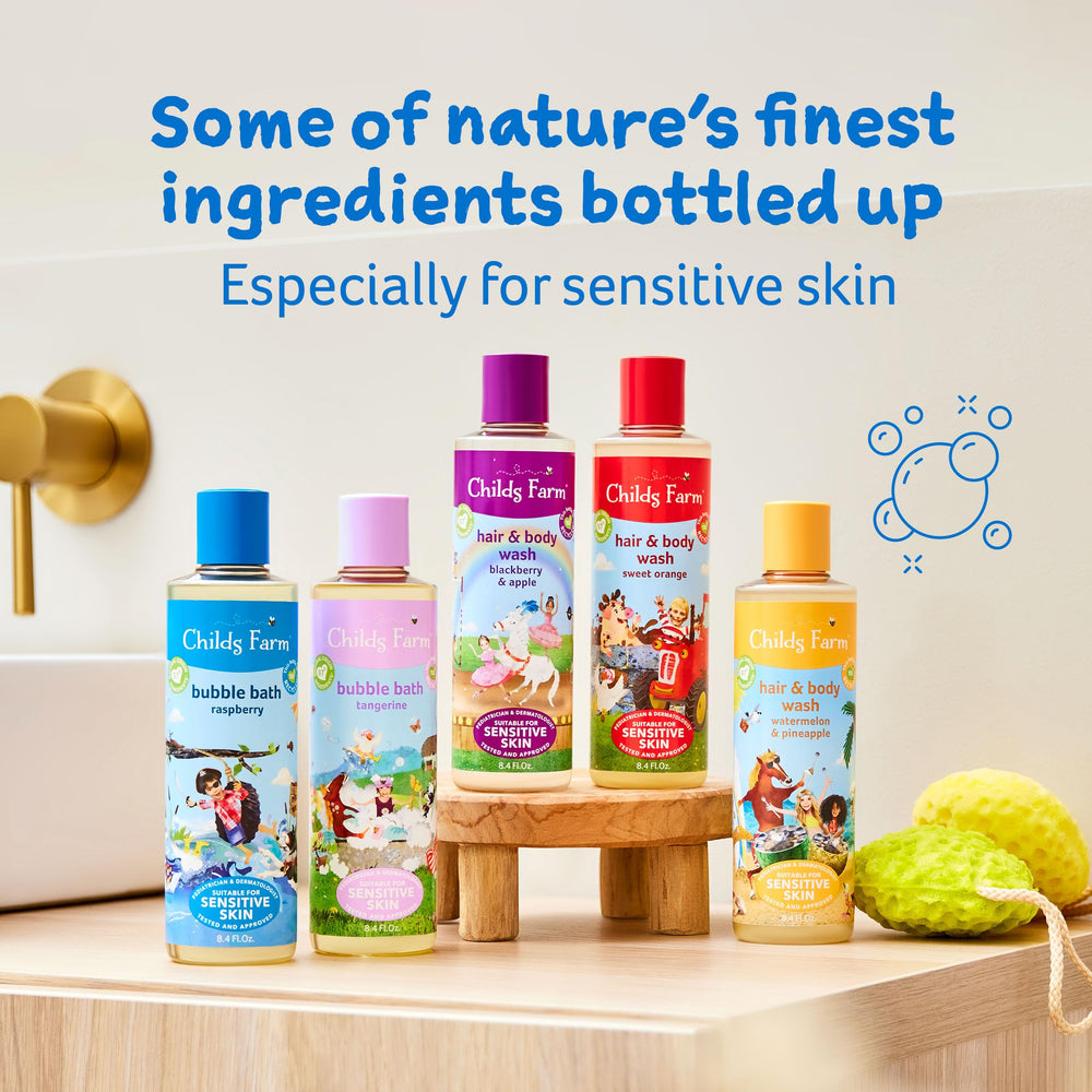 Childs Farm Kids Hair & Body Wash for daily use.