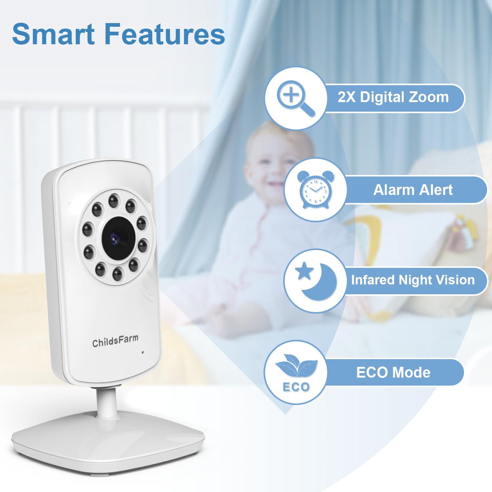 ChildsFarm monitor uses private 2.4GHz FHSS transmission for security.