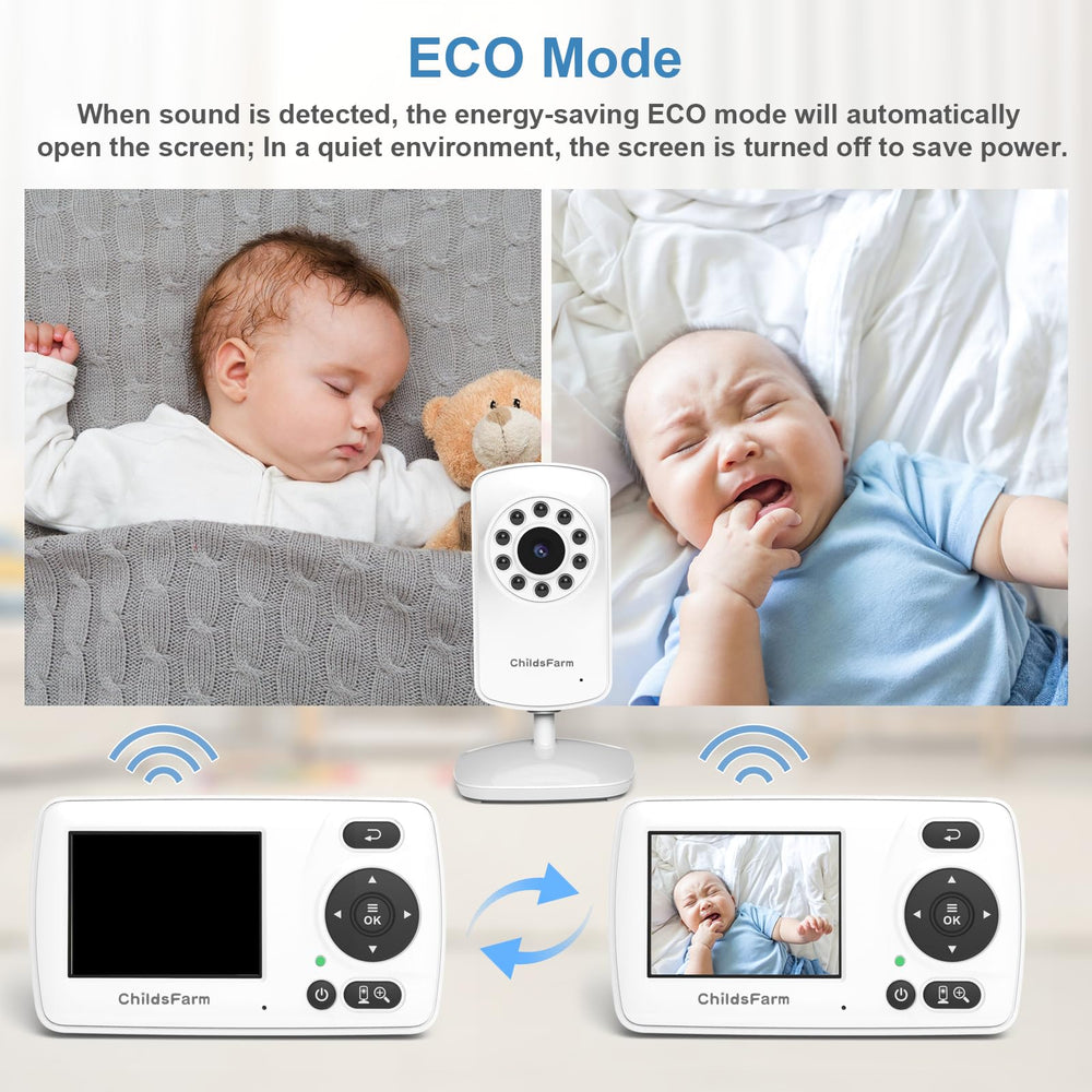 ChildsFarm monitor VOX mode reduces unnecessary screen use by detecting sound.