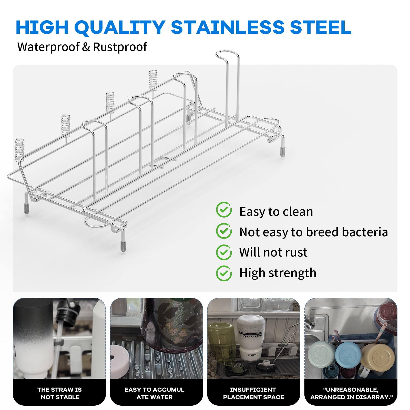 Chilinii straw drying holders shown with the rack help keep straws clean and dry.
