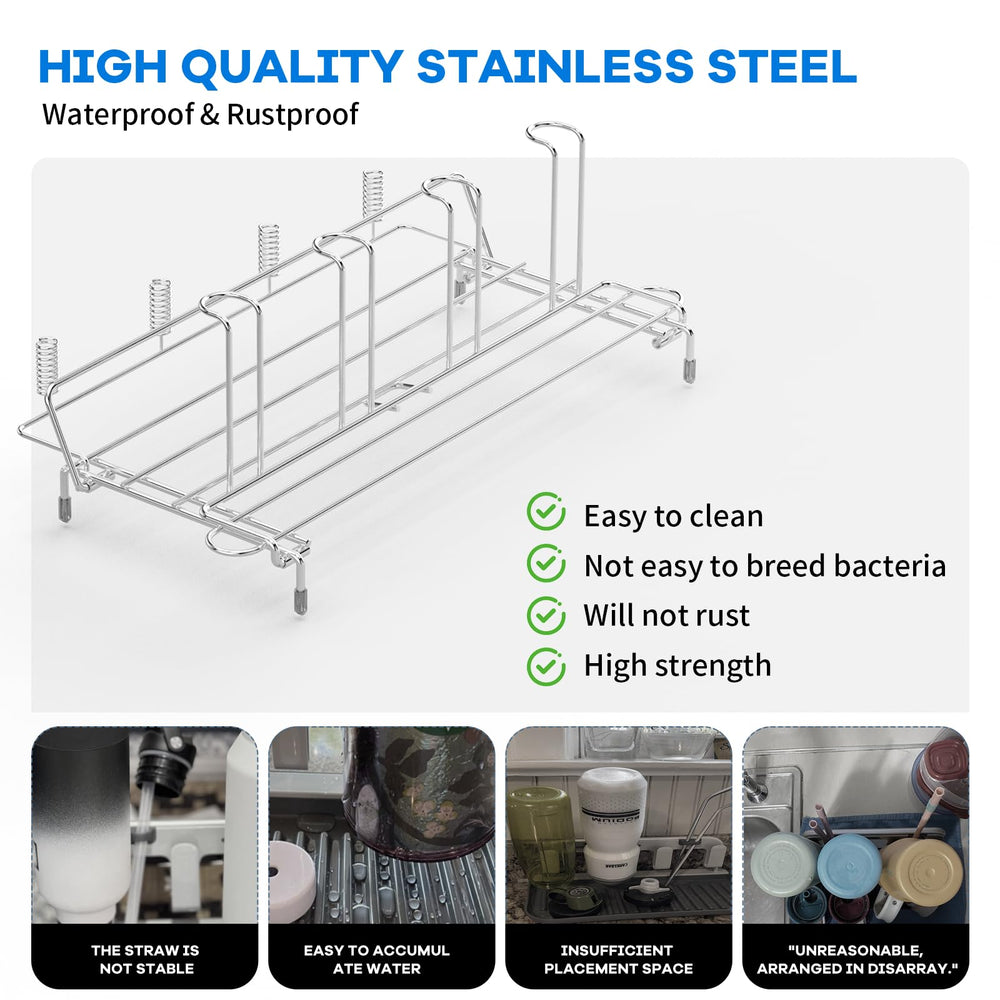 Chilinii straw drying holders shown with the rack help keep straws clean and dry.