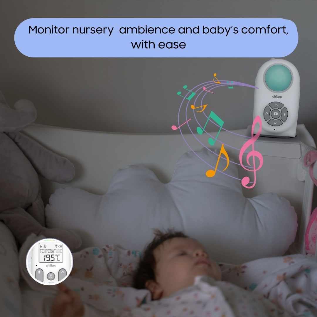 CHILLAX Baby 360 rechargeable parent unit with belt clip for mobility