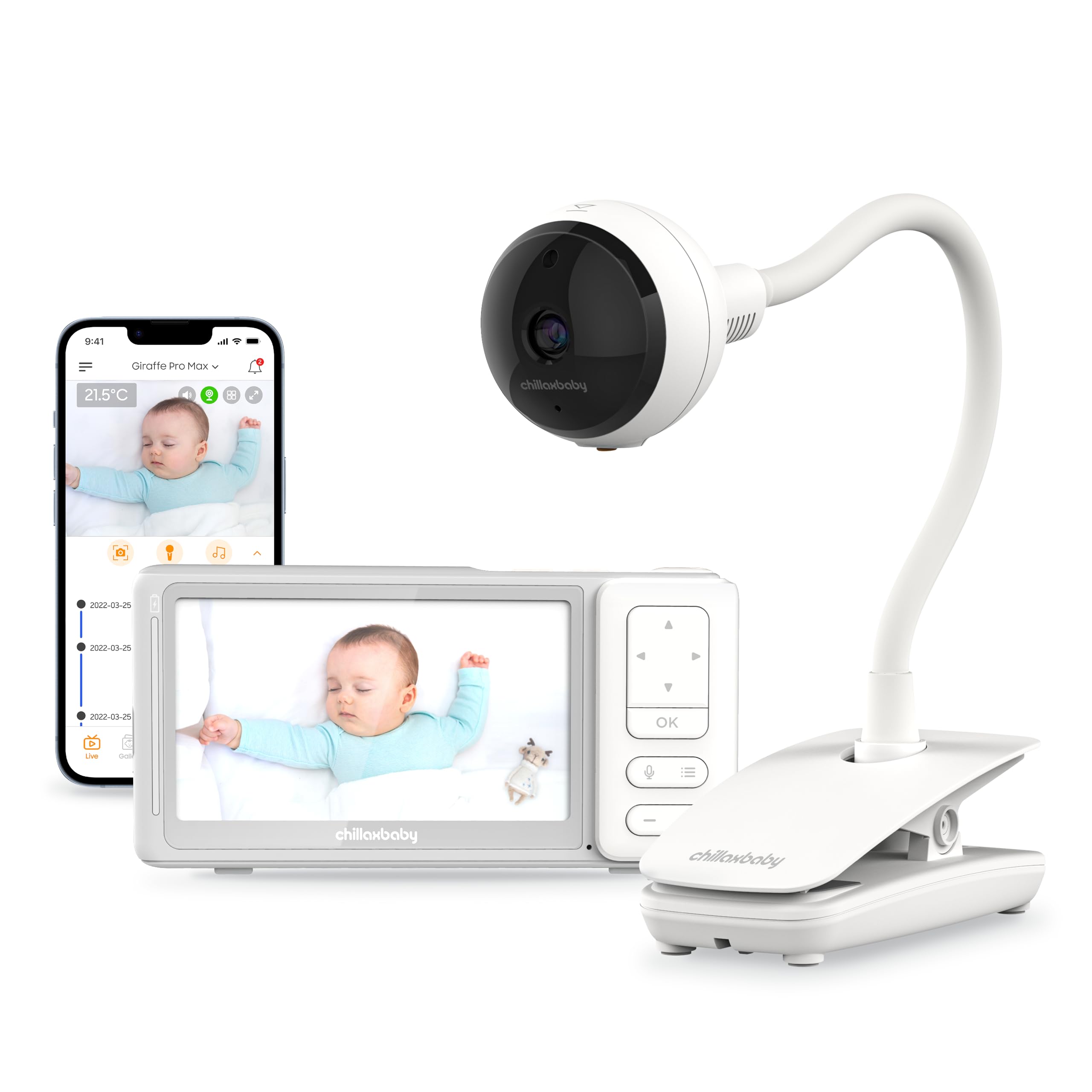 CHILLAX Giraffe Pro Max front view providing secure baby monitoring