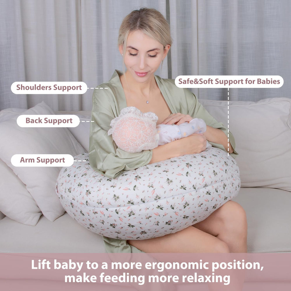 Chilling Home nursing pillow with adjustable waist strap for secure, comfortable feeding.