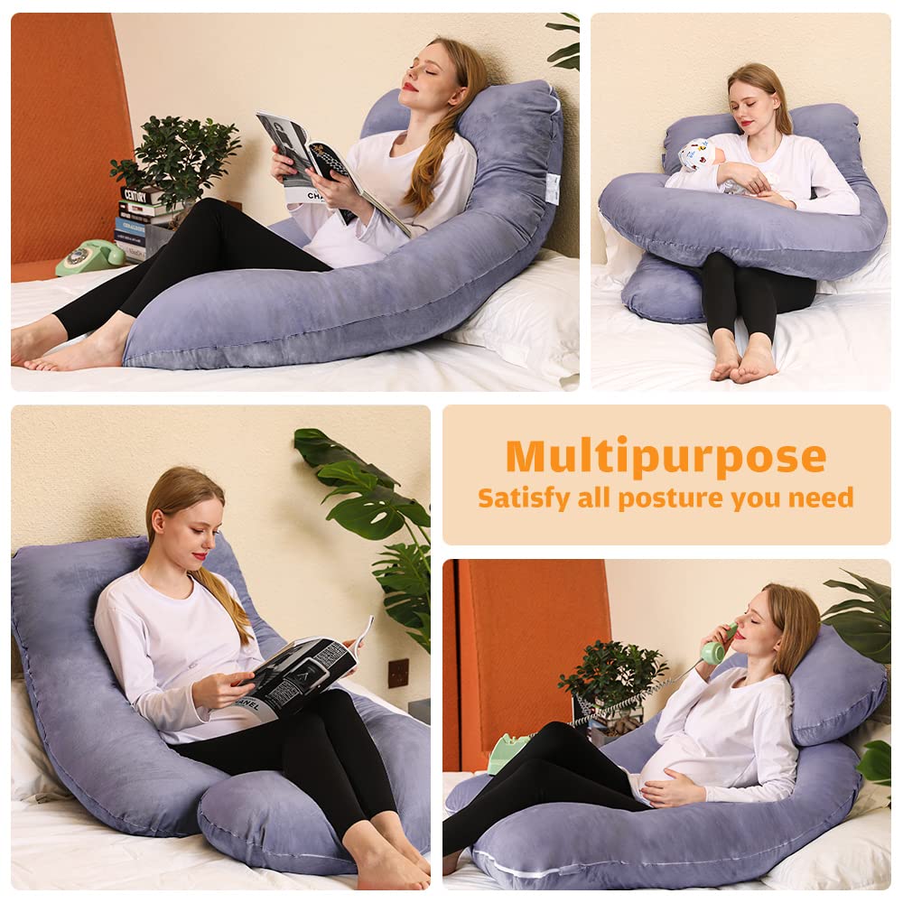 Chilling Home 58-inch pregnancy pillow stretched for full-body alignment