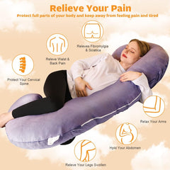 Chilling Home C-shaped pillow in side view provides hip and spinal comfort