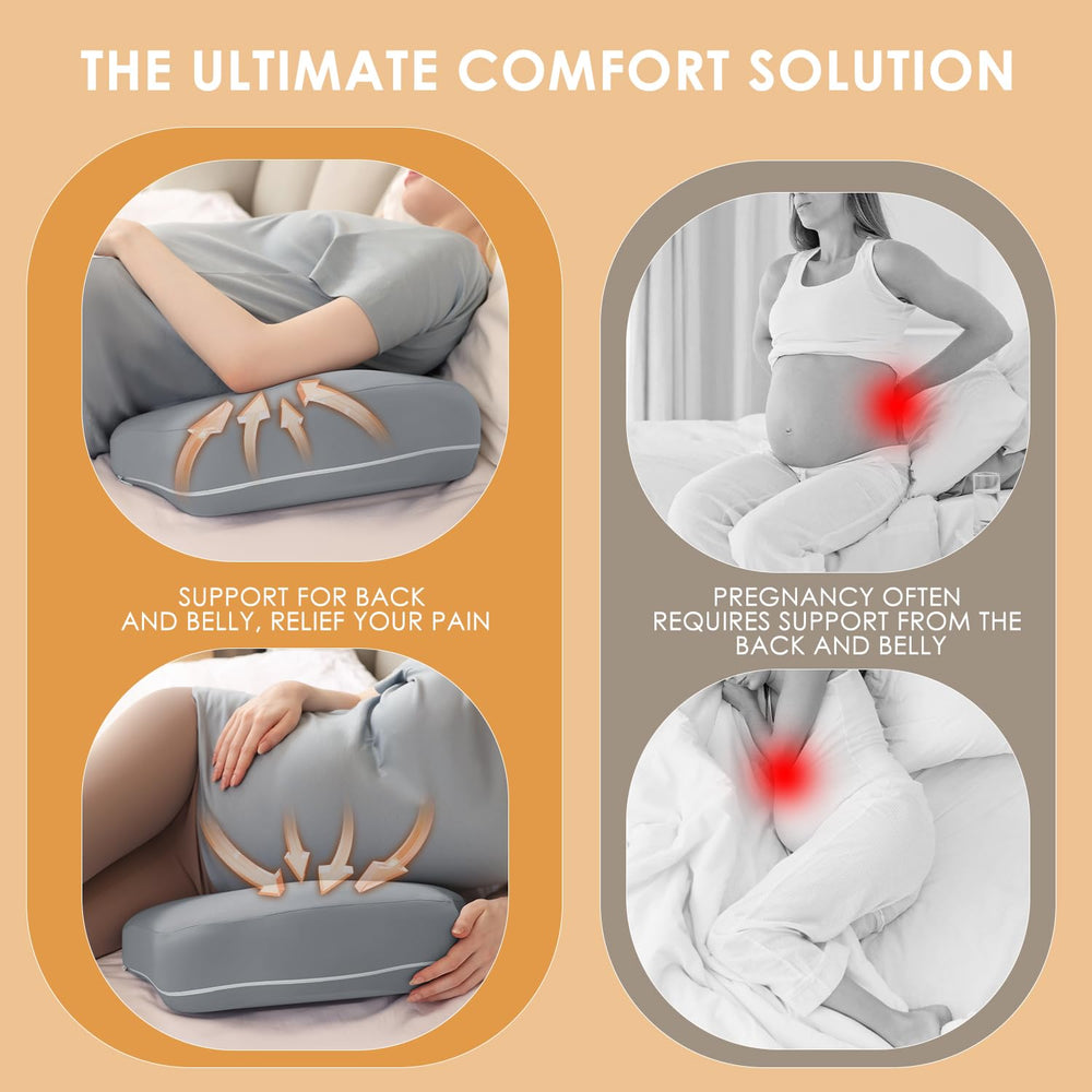 Chilling Home belly-support view, aligns hips for comfortable rest.