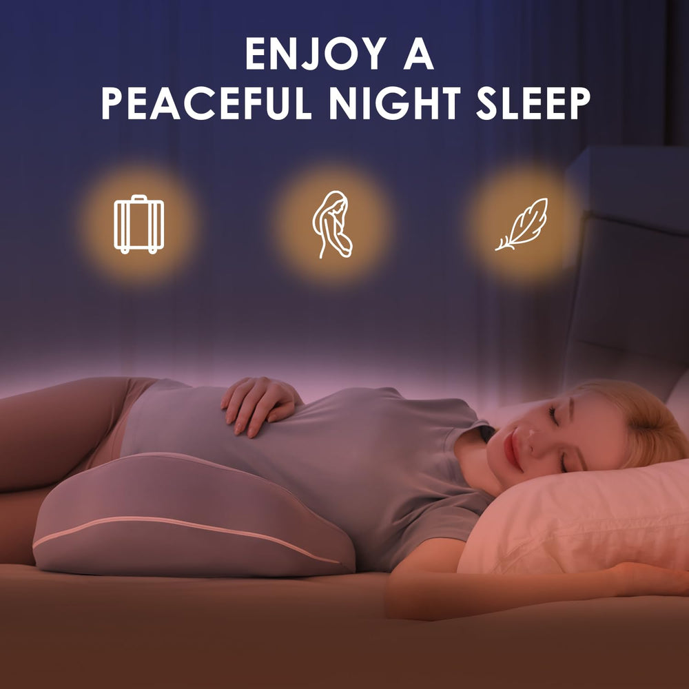 Chilling Home pregnancy pillow, side view, stabilizes back and belly.