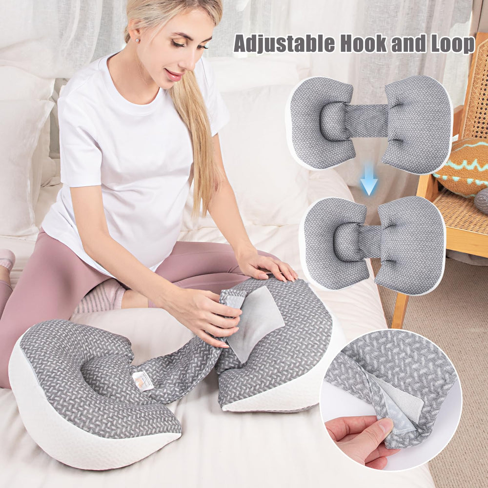 Chilling Home pregnancy pillow side view highlights spinal alignment and side sleep comfort.