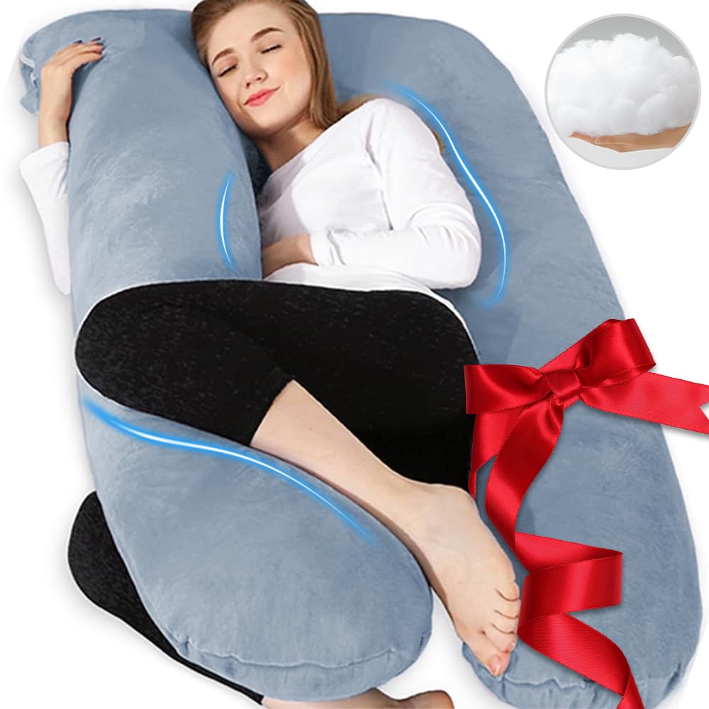 Chilling Home U-shaped grey pregnancy pillow providing full body support for better sleep